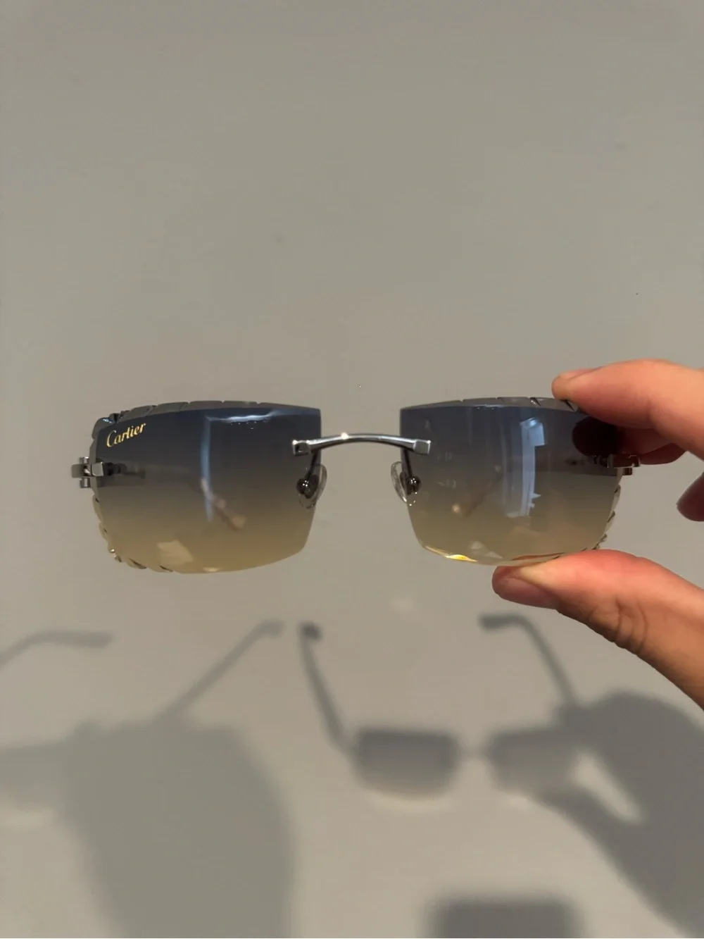 Cartier Gradient Rimless Sunglasses in Blue and Yellow